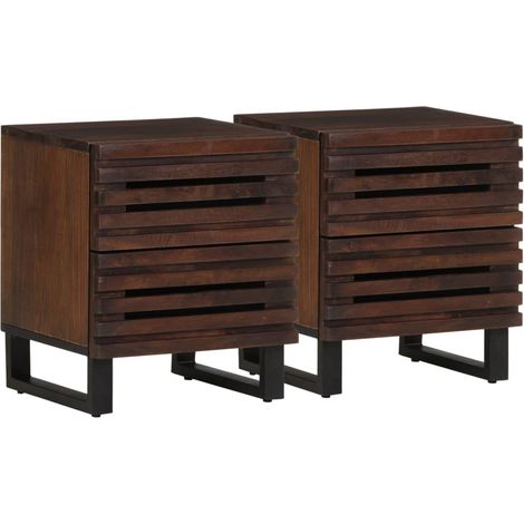 Mesitas de noche 2 uds madera maciza de mango 40x34x46 cm vidaXL (1/5)