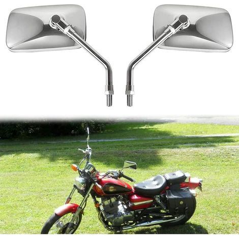 Verchromte Motorradspiegel, 10-mm-Universal-Motorradseitenspiegel, schlanke verchromte Lenkergriff-Motorradspiegel für Honda, Suzuki, Aprilia und Cruiser-Roller (1/5)