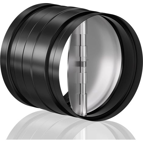 Raccord de conduit 100 mm avec clapet anti-retour Raccord de tuyau avec clapet anti-retour, joint en caoutchouc, circulation d'air unidirectionnelle, acier galvanisé noir (1/5)