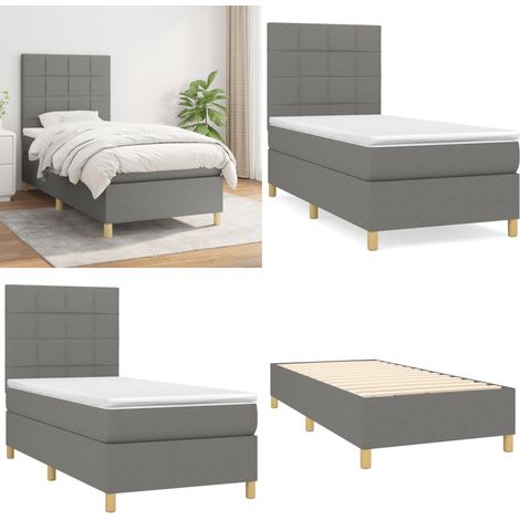 Boxspringbett mit Matratze Dunkelgrau 90x200 cm Stoff - Boxspringbett - Doppelbett - Betten - Schlafräume - Möbel - Home & Living (1/5)