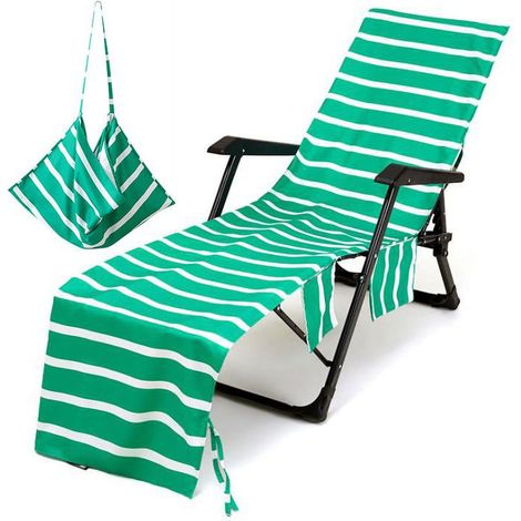 Housse De Chaise Longue - En Microfibre - Avec Poches Latérales Et Anneaux De Fixation - Pour Plage Piscine Jardin Hôtel - 73 X 210 Cm - 1 Pièce (1/3)
