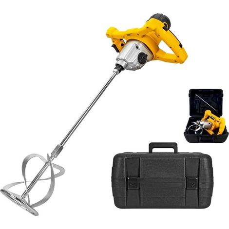 Malaxeur de chantier 1400W Mélangeur à béton Tige 590mm Pale 140 mm Capacité 65L 2 vitesses Coffre de rangement VITO