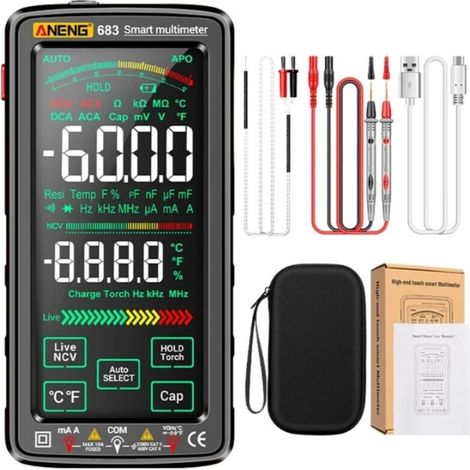 Multimètre Numérique Rechargeable 6000 Points avec Grand Écran Tactile NCV Anti-Brûlure et Affichage Inversé (1/4)