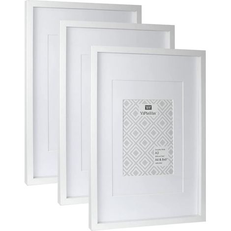 Cadre photo mural en bois noir 15x21, lot de 3 avec verre plexiglas, cadre affiche blanc pour fixation murale (1/5)