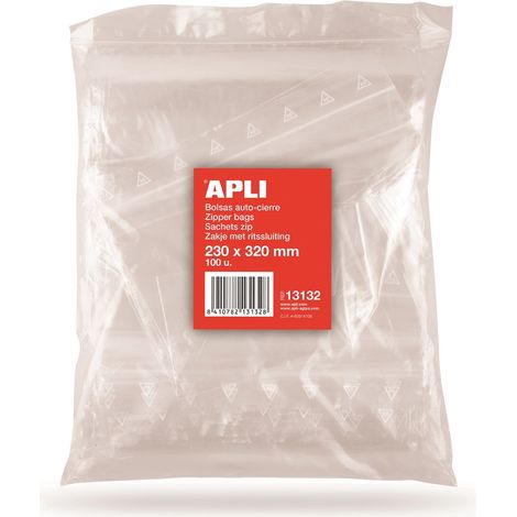 APLI 13132 - Borsa autobloccante, confezione da 100 pezzi, 220 x 310 mm