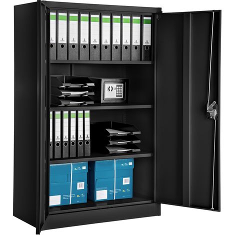 Armoire de classement en acier 3 étagères réglables hauteur noir