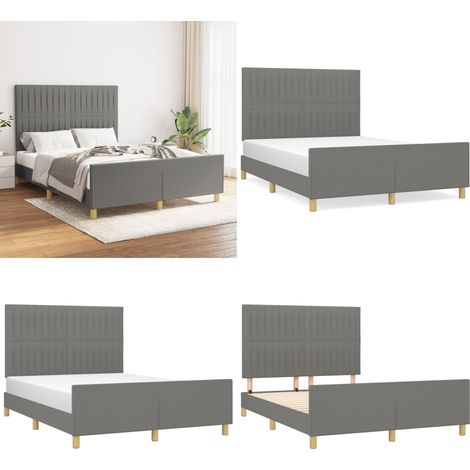 Bettgestell ohne Matratze Dunkelgrau 140x200 cm Stoff - Bettsofa - Boxspringbetten - Doppelbett - Lattenrost - Schlafzimmermöbel - Home & Living (1/5)