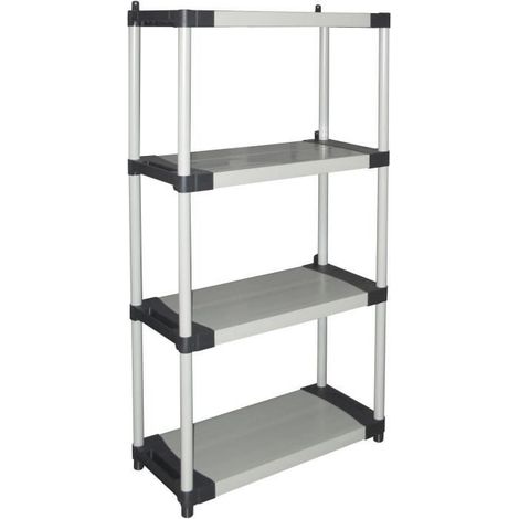 Kunststoffregal - TOOD - 4 Ablagen - Tragkraft 80 kg pro Ablage - 80x40x168 cm - Schwarz/Grau (1/5)