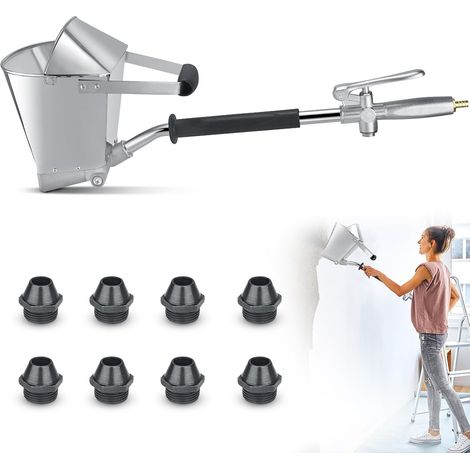 Ciment Mortier Pistolet,4 Jet Hopper Plâtre et Stuc Pulvérisateur À Pulvérisation avec Couvercle Trémie Pistolet avec 8 Buses Métalliques Supplémentaires pour Murs et Plafonds DIY (1/5)