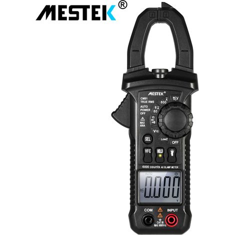 MESTEK Pince Ampèremétrique Multimètre Numérique Professionnelle à Vrai RMS Écran LCD Testeur de Tension AC/DC Courant AC et Continuité