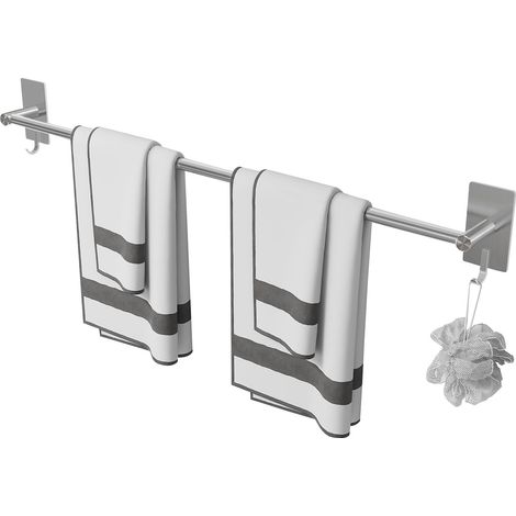 Porte-serviettes mural 80 cm en acier inoxydable SUS304 pour salle de bain - Décoration d'intérieur moderne - Accessoires de matériel de suspension (1/5)