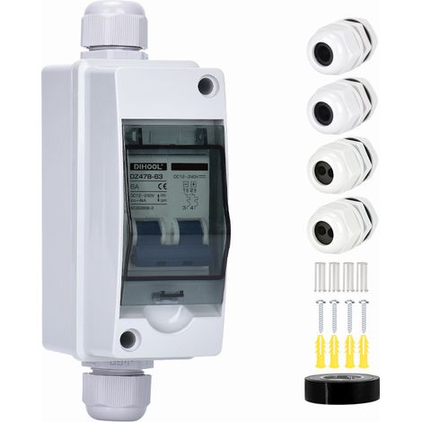 BRAVIX Interrupteur de déconnexion DC 40A, couvercle de protection Transparent, disjoncteur Miniature avec boîte de Distribution IP65, 1000V (1/4)