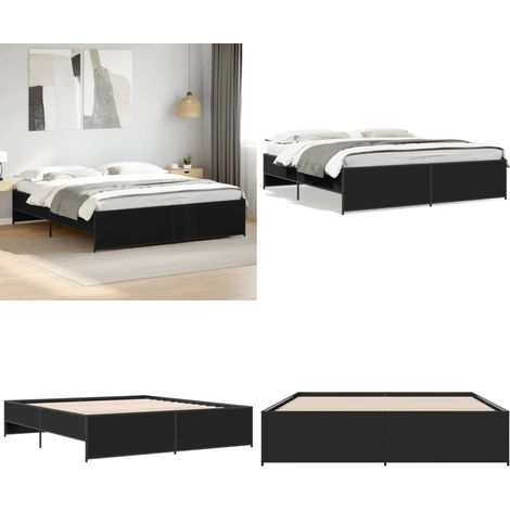 Cadre de lit sans matelas noir 180x200 cm - Cadre De Lit - Lit Double - Lit Noir - Meuble Chambre À Coucher - Literie - Home & Living