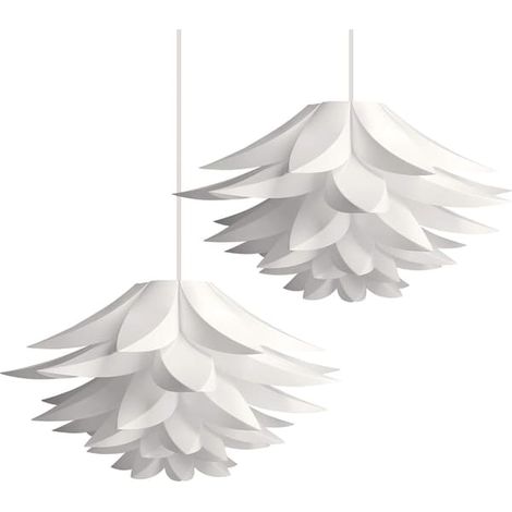 Abat-jour puzzle en 2 pièces - Abat-jour puzzle fleur de lotus à monter soi-même - pour suspension ou lampadaire - diamètre 50 cm - blanc (1/5)