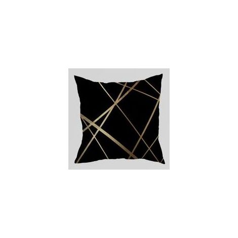 Housses de Coussin Noires 45x45cm, Motif Géométrique Doré, Décoration Moderne pour Salon et Chambre - Lot de 2 (1/4)