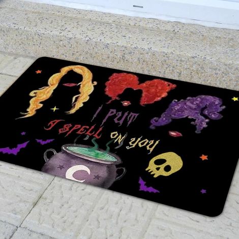 Tapis antidérapant Halloween Hocus Pocus Sanderson Sisters en caoutchouc antidérapant 60 x 40 cm (23,6 x 15,7 pouces) E (1/5)