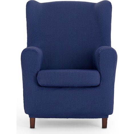Housse de Fauteuil à Oreilles Universelle et Polyvalente – Housse de Fauteuil de Couleur Bleue protectrice Facile à Installer pour Dossier, siège et accoudoirs, Bleu (1/5)