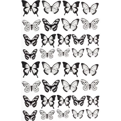 Papillon Déco - Papillon 3D Noir en PVC - Décoration Murale et Surfaces Lisses - 36 Pièces (1/5)