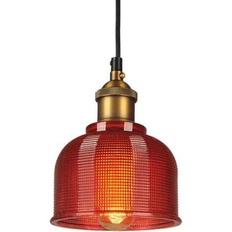 ZOLGINAH Vintage Lampe Suspension Industrielle En Verre Luminaire Suspension E27 Loft Suspension Luminaire pour Salon Chambre Restaurant Café Bar (Rouge) (1/5)