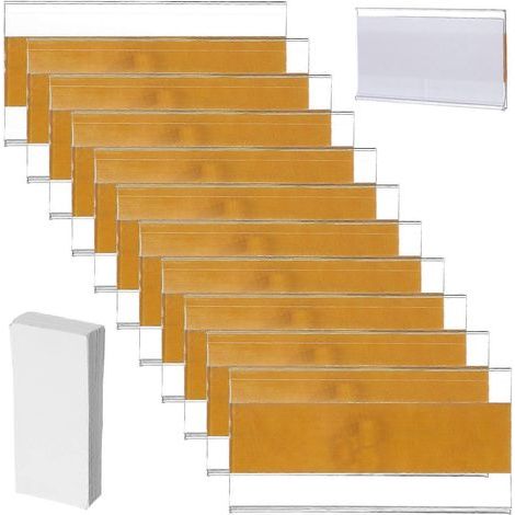 60 porte-étiquettes pour étagères, étiquettes pour tiroirs, étiquettes pour étagères métalliques, clips pour étagères, étiquettes pour paniers, étiquettes pour étagères métalliques-8.00X4.00X0.10CM (1/4)