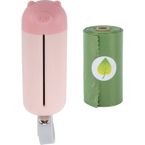 Distributeur de Sacs à Crotte pour Chien Anti-Fuites, Accessoire de Promenade Portable avec Sacs à Déjections Canines Rose (1/5)