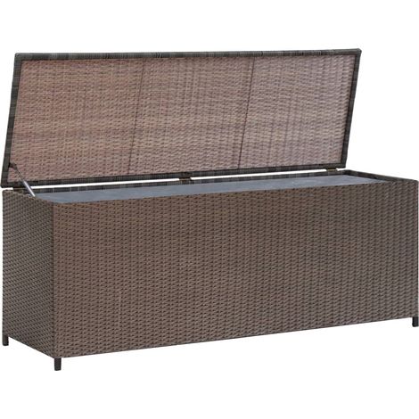 Cassetta portaoggetti da giardino marrone 120 x 50 x 60 cm resina intrecciata 020013096