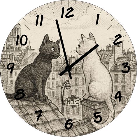 Horloge en verre chats de Paris (1/2)