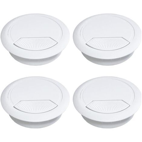 Lot de 4 passe-câbles ronds pour bureaux, diamètre de perçage 60 mm, pour tables, bureaux et plans de travail. (1/5)