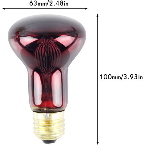 60W Infrarot-Wärmelampe mit rotem Licht, Glasbirne für Echsen, Reptilien und Amphibien (1/5)