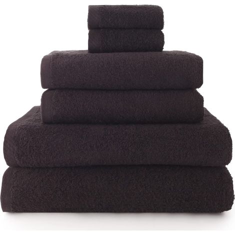 Lot de 2 essuie-Mains, 2 Serviettes de Bain ou de Douche et 2 Serviettes de Bidet - Lot de Serviettes de Toilette - 100% Coton - 500 g/m² - Noir (1/5)
