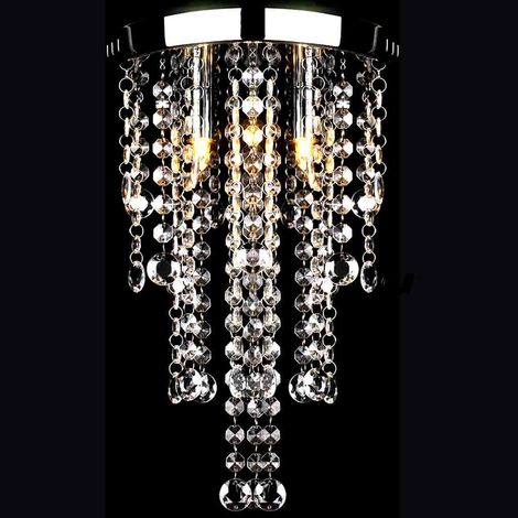 Lámpara blanca colgante de metal con adornos de cristal (1/5)