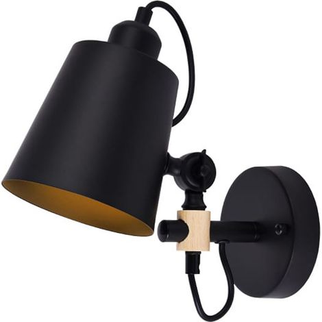 Aplique de pared metalico e27 60 w color negro 25 x 27 cm (1/5)