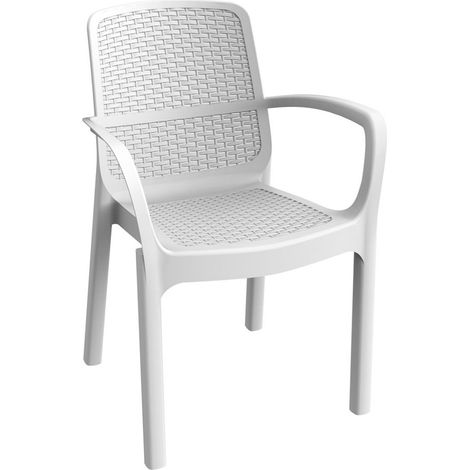 Set 4 Sedie in Resina da Giardino Impilabile Numana Bianca 58 x 56,5 x 83 cm