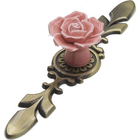 Keramische Schrankgriffe, Vintage-Möbelgriffe, Bronzegriffe, Vintage-Griffe, rosa Griffe, Schubladengriffe, Schranktüren, Kinderschränke (1/4)