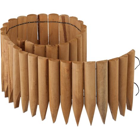 Relaxdays Recinto per Prato, Bordo per Aiuole, Sponda per Giardino HLP: 20x120x2 cm, Bordatura in Legno, Marrone (1/5)