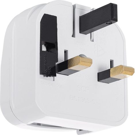 Adaptateur Prise Type E Tête Large avec Câble Droit à Prise Type G (UK) Blanc