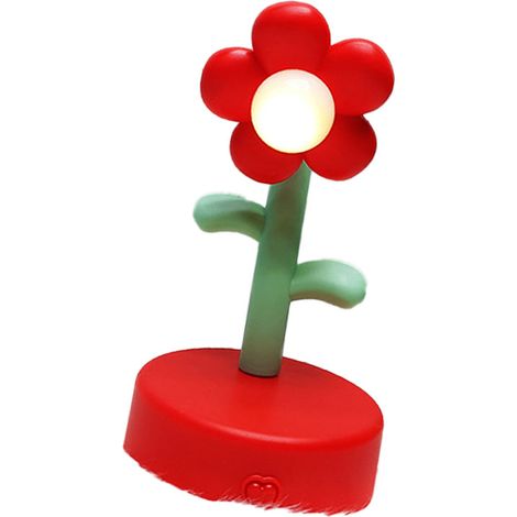 Lampe de table fleur mignonne veilleuse portable lampe bureau décorative pour bureau chambre déco rouge (1/5)