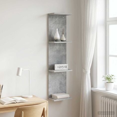 Étagère murale en bois d’ingénierie gris béton 25 x 15 x 100 cm, charge 15 kg - PANGIVO (1/5)