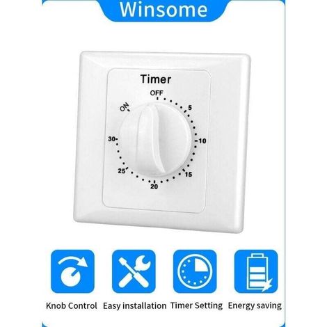 OEM – Elektronischer Zeitschalter 220 V – 30-Minuten-Countdown – Offene Installation – Einfache Bedienung – Schwer entflammbar – 30-Minuten-Schalter