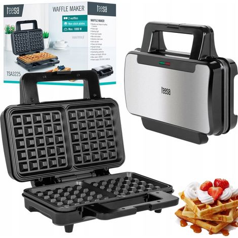 Gaufrier 2 gaufres croustillantes Puissant 1000W Revêtement antiadhésif
