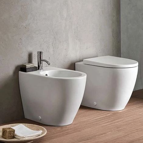 Vaso a terra filoparete 36x56 cm bianco lucido - Geberit Rimfree Icon (1/5)