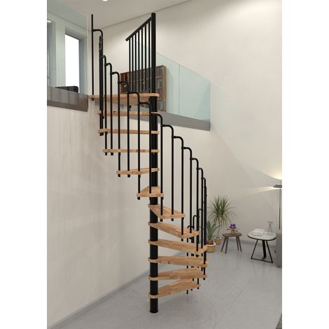 Minka Spindeltreppe Paris 38 - 282cm Geschosshöhe Buche Schwarz 140cm Durchmesser