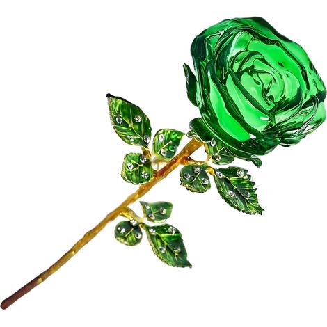 Élégante rose en verre de cristal pour décoration d'intérieur et mariage, couleurs vives avec fleur en verre de beauté durable (1/5)