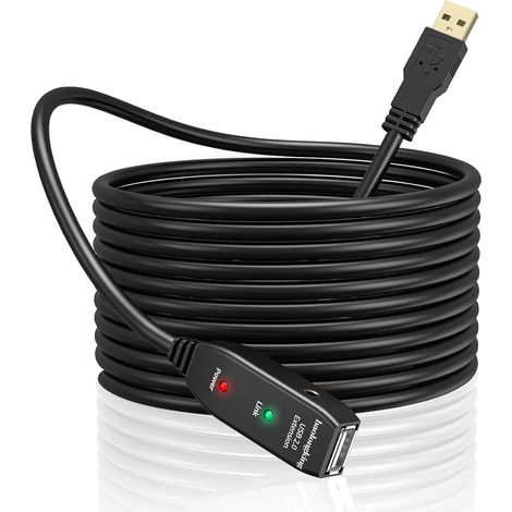 Câble d'extension USB, répéteur actif USB2.0 Un mâle à une femelle Longs câbles avec amplificateur de signal, 5M