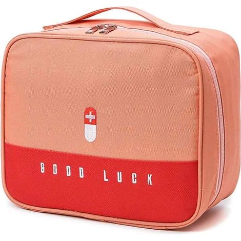 Trousse à pharmacie portable, petite trousse à pharmacie portable pour usage domestique, trousse de premiers secours,Grand rose (1/5)