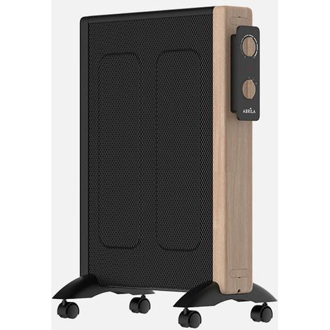 Radiateur en mica Badin 1500W Noir/Bois 2Pot Antivuelco 3Elem. Thermostat Rég. Poignée et Roues 63x44x27cm (1/4)