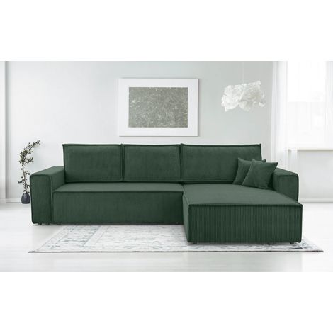 AX LIVING Dunkelgrün Cord Couch Form – Cedria L Wohnlandschaft 287cm