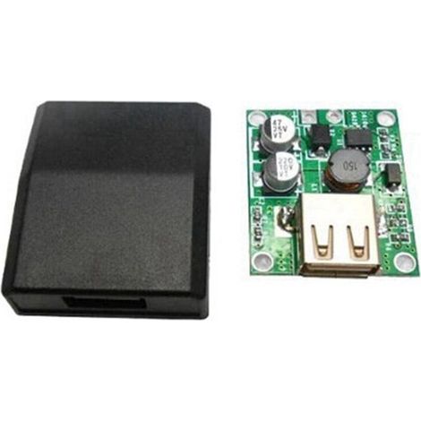 Controlador de voltaje de carga y regulador de potencia USB para power bank con 3 paneles solares, con carcasa, entrada de 5-20 V, salida de 5 V 2 A. (1/3)