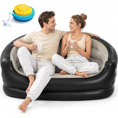 Canapé gonflable 2 places, fauteuil gonflable pour intérieur et extérieur Canapé gonflable pour adultes, canapé portable pop-up pour salon, voyage, jardin, cour, camping et jeux (1/5)
