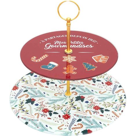 Plateau de Présentation Double "Noël" 25cm Rouge
